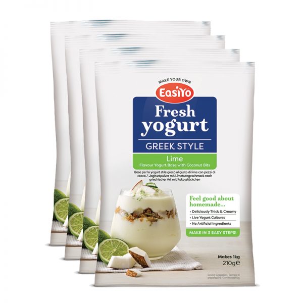 EasiYo Greek Style Lime with Coconut Bits Yoghurt (4x)