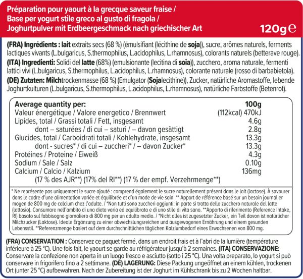 EasiYo Greek Style Strawberry Yoghurt | makes 500g (4x)