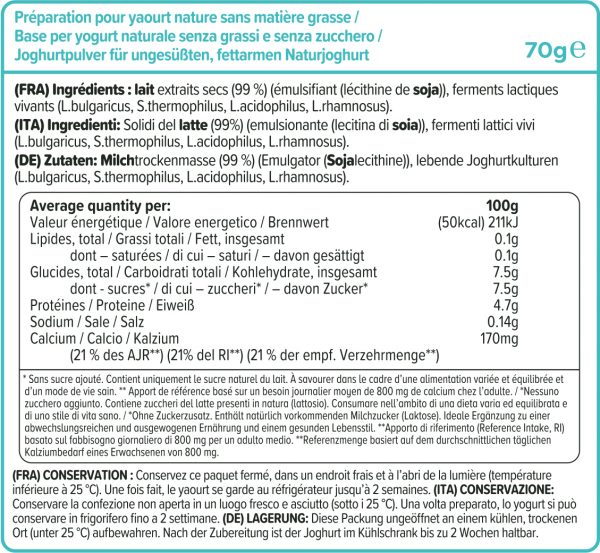 EasiYo Natural Fat Free Yoghurt | makes 500g (4x)