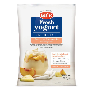Creamy Greek style peach and pineapple yoghurt base for homemade recipes.