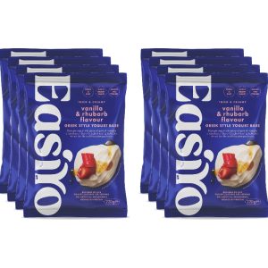 EasiYo Greek Style Vanilla and Rhubarb - value pack 8 sachets
