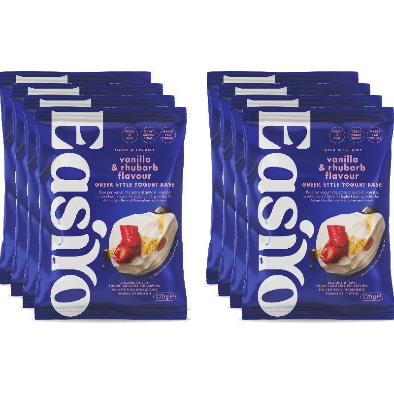 EasiYo 1043 EasiYo Greek Style Vanilla and Rhubarb - value pack 8 sachets